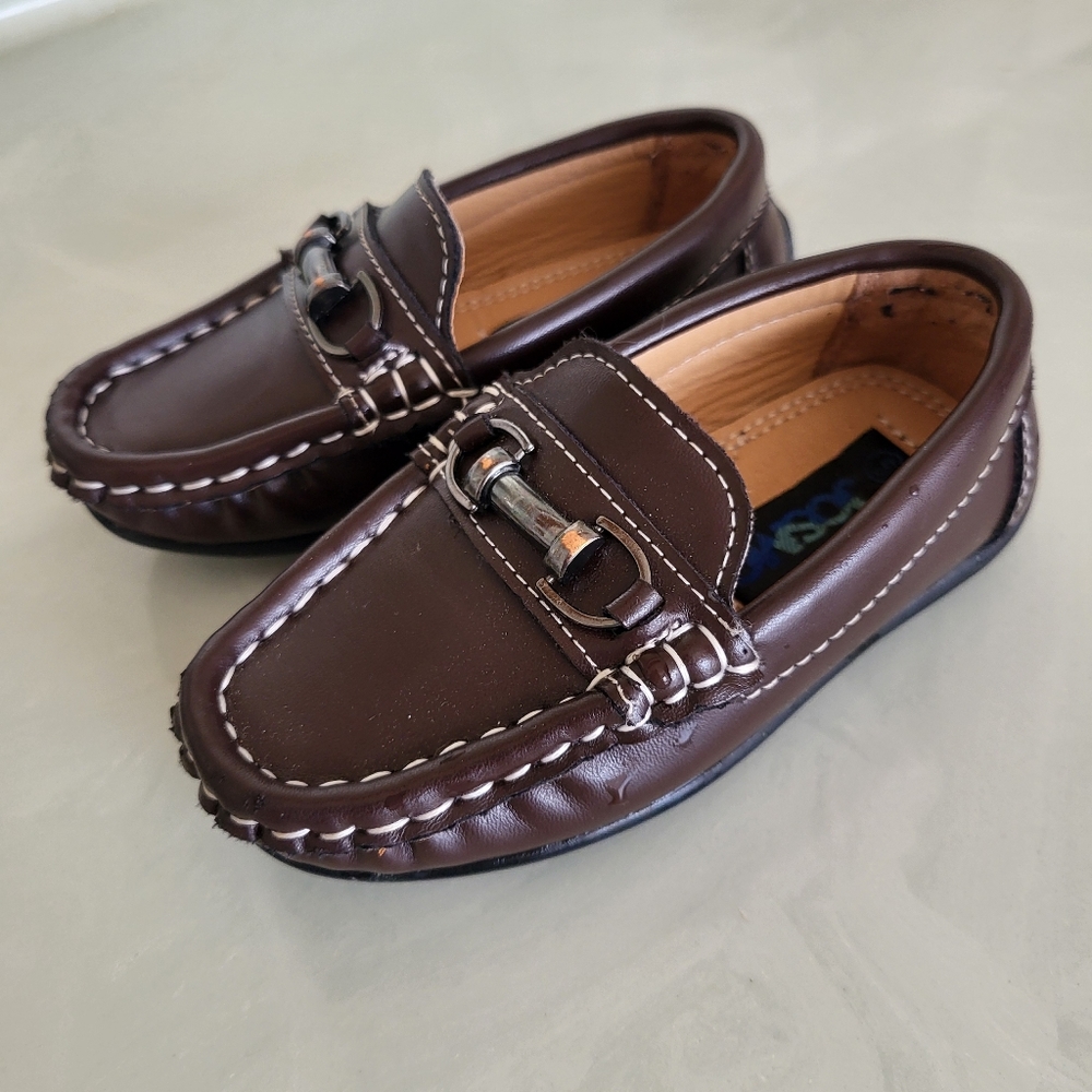 Josmo faux leather brown loafers toddler size 5
